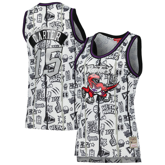 Vince Carter Toronto Raptors Mitchell & Ness Women's 1998 Doodle Swingman Jersey - White